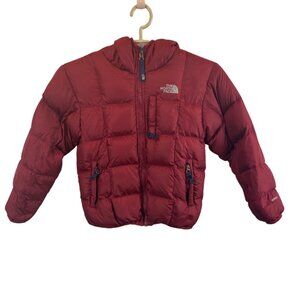 The North Face Boys S 7 / 8 Red Reversible Plaid Down Winter Puffer Jacket
